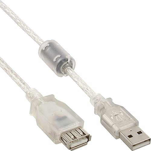 InLine® USB 2.0 Verlängerung, Stecker/Buchse, Typ A, transparent, mit Ferritkern, 1,8m von InLine