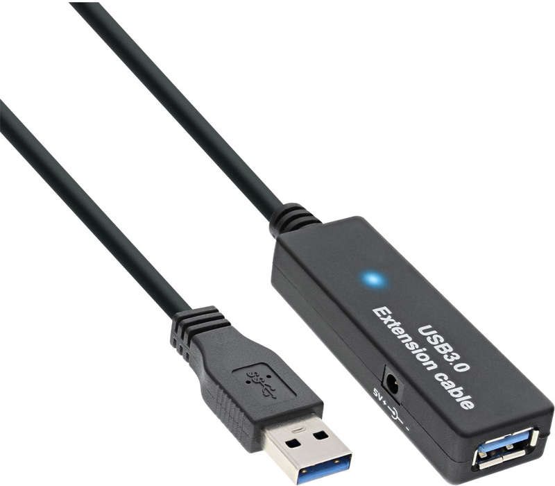 InLine® USB 3.0 Aktiv-Verlängerung, Stecker A an Buchse A, schwarz, 15m (35656) von InLine