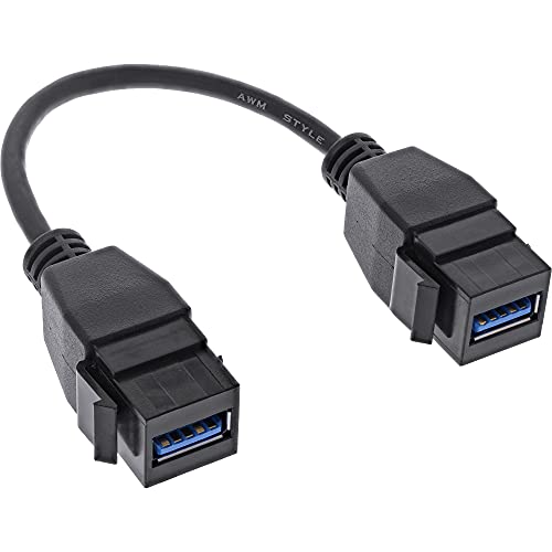 InLine® USB 3.2 Gen1 2X Keystone Adapterkabel, 2X USB A Keystone Buchse, 0,2m von InLine