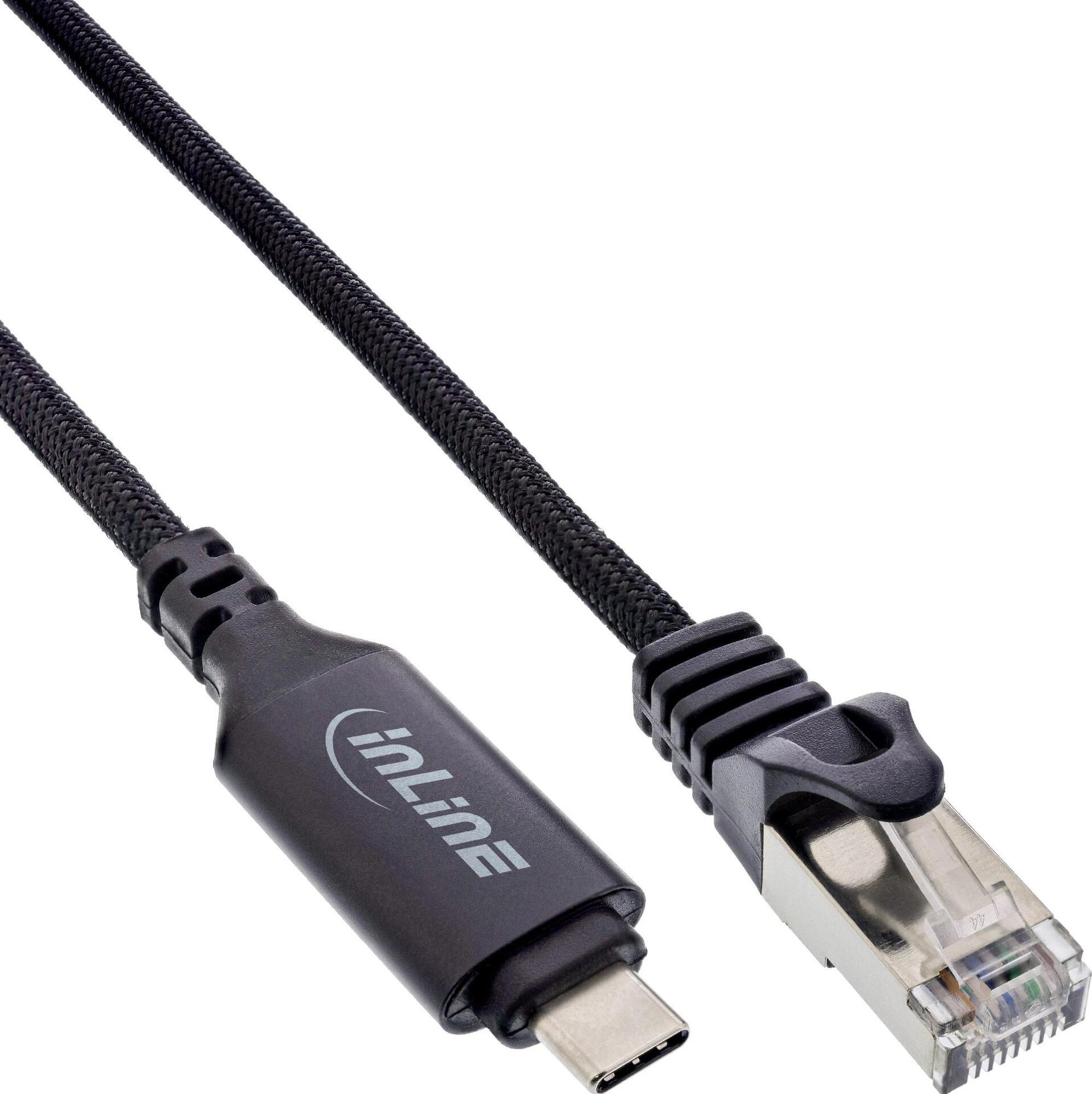 InLine® USB 3.2 Netzwerkadapter Kabel, Gigabit, USB-C zu RJ45 Stecker, 2m (33381A) von InLine
