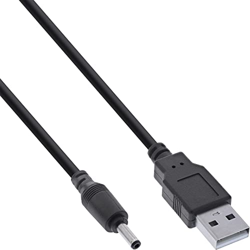 InLine® USB DC Stromadapterkabel, USB A Stecker zu DC 3,5x1,35mm Hohlstecker, schwarz, 3m von InLine
