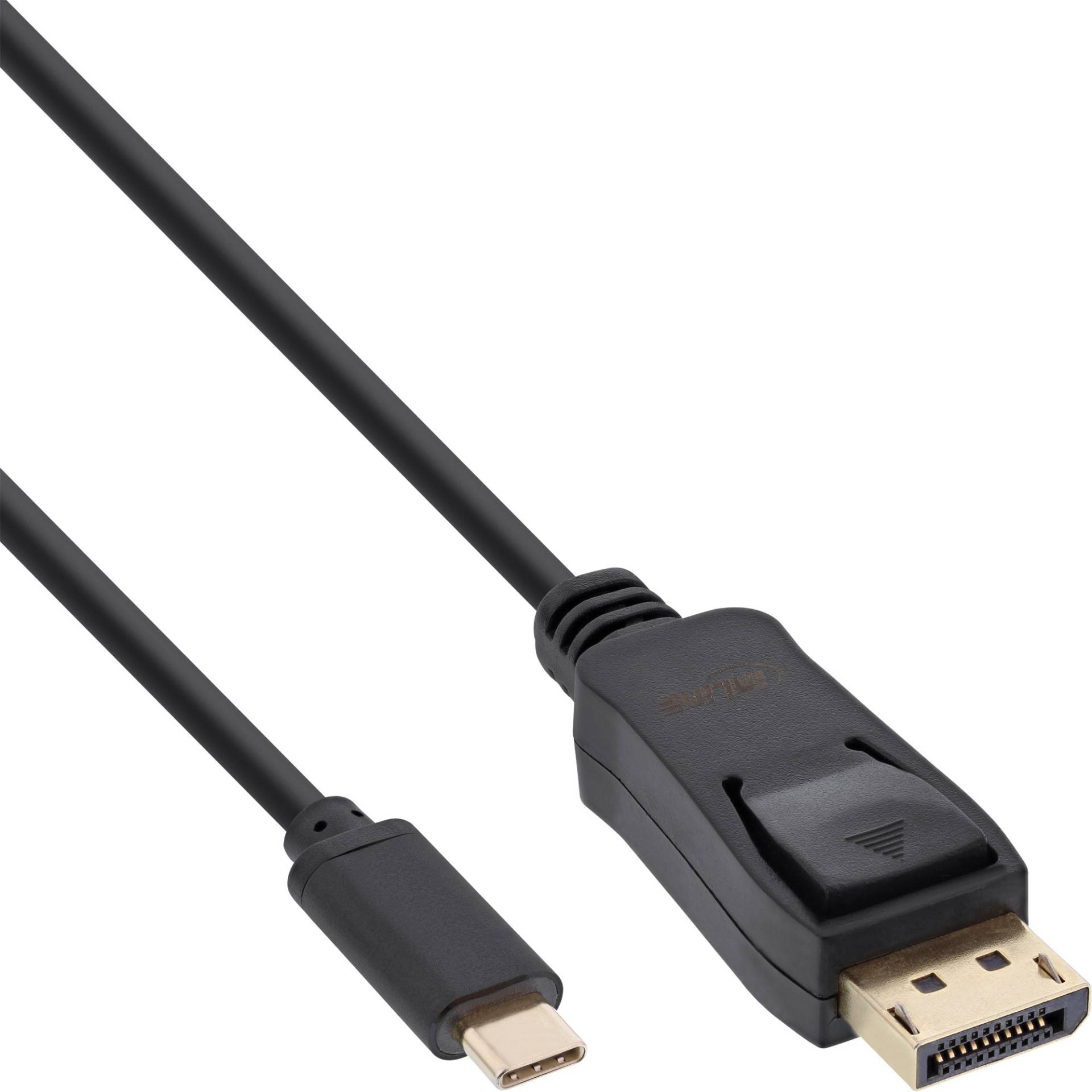 InLine® USB Display Kabel, USB Typ-C Stecker zu DisplayPort Stecker (DP Alt Mode), 4K2K, schwarz, 1m von InLine