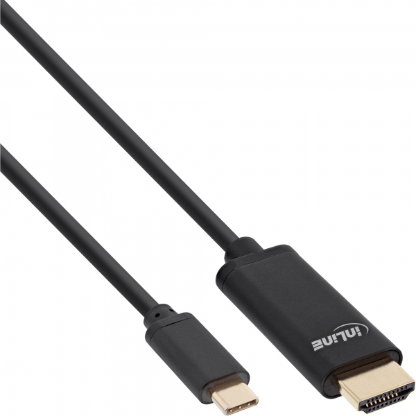 InLine® USB Display Kabel, USB Typ-C Stecker zu HDMI Stecker (DP Alt Mode), 4K2K, schwarz, 1m von InLine