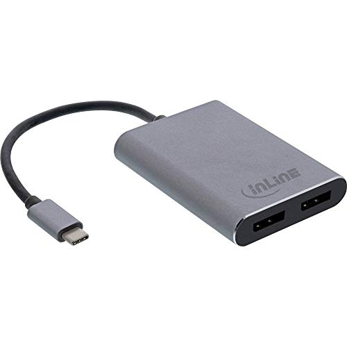 InLine® USB Dual Display Konverter, USB Typ-C zu 2X DisplayPort Buchse (DP Alt Mode), 4K, schwarz, 0.1m von InLine