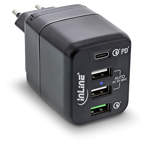 InLine® USB Netzteil, 4-port Ladegerät, USB-C PD+QC4 / QC3, 45W, schwarz von InLine