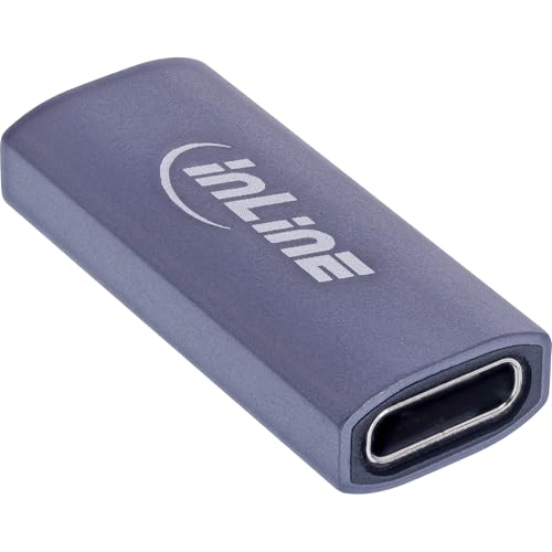 InLine® USB4 Adapter, USB-C Buchse auf USB-C Buchse, 40 Gb/s Datenrate, 240 W Power Delivery, 8K@60Hz Video, Aluminium-Gehäuse, Grau, 35900E von InLine