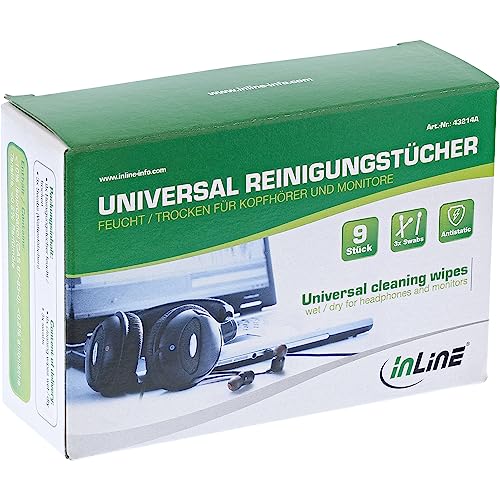 InLine® Universal Reinigungstücher nass/trocken für Kopfhörer und Monitore von InLine