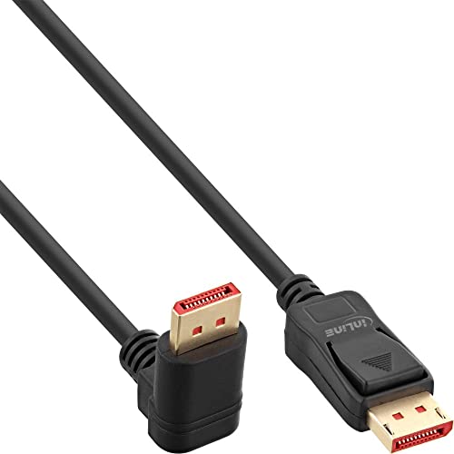 InLine ® 17152U DisplayPort 1.4 Kabel, 8K4K, nach unten gewinkelt, schwarz/gold, 2m von InLine