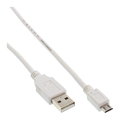 InLine 0, 5 m USB 2.0 A – Micro B USB A Micro USB B Stecker 0, 5 m USB-Kabel – Usb Daten Kabel (0, 5 m; USB A; Micro USB B männlich, 2.0, männlich/Weiß) von InLine