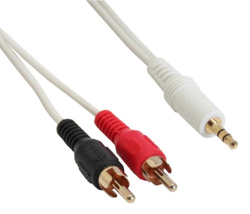 InLine 1 m 2 x Cinch Stecker auf 3,5 mm Stecker Stereo Audio Kabel, weiß/Gold von InLine