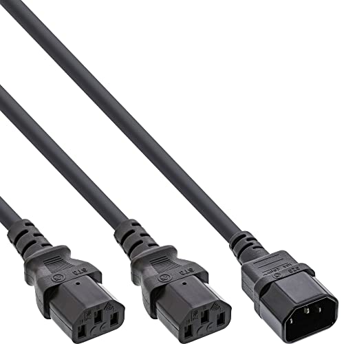 InLine 16633 Netz-Y-Kabel, Kaltgeräte, 1x IEC-C14 auf 2x IEC-C13, 1,8m von InLine