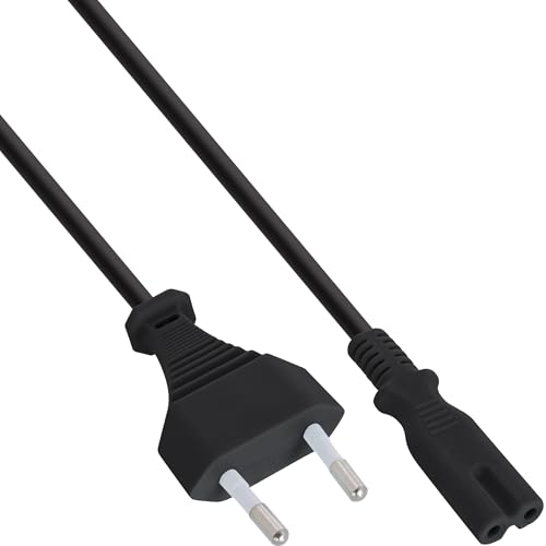 InLine 16654A Netzkabel, Netzstecker auf Euro 8 C7 Stecker, 3m, 1 x Stromkabel von InLine