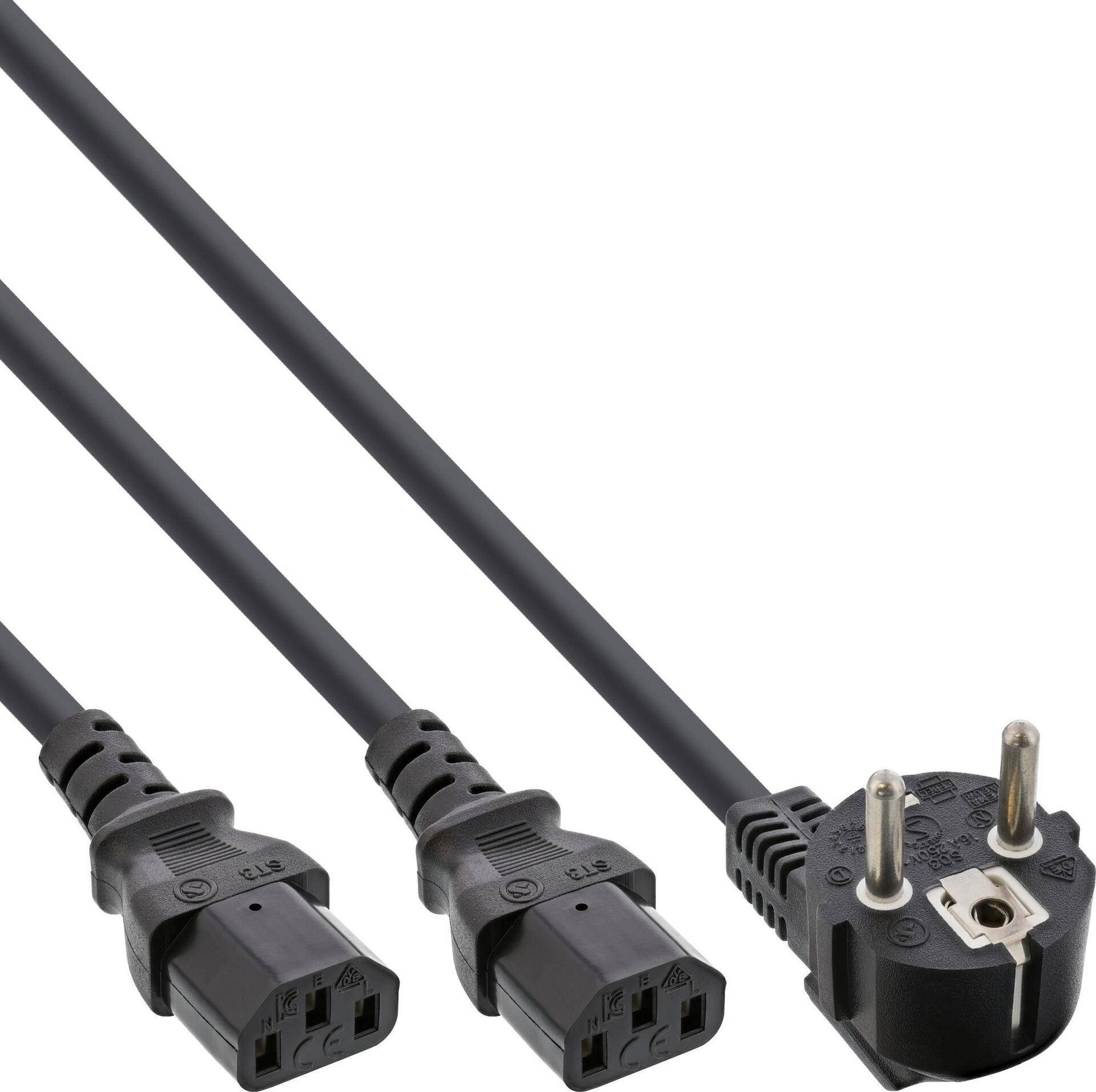 InLine 16657F 5m Netzstecker Typ F 2 x C13-Koppler Schwarz Stromkabel (16657F) von InLine