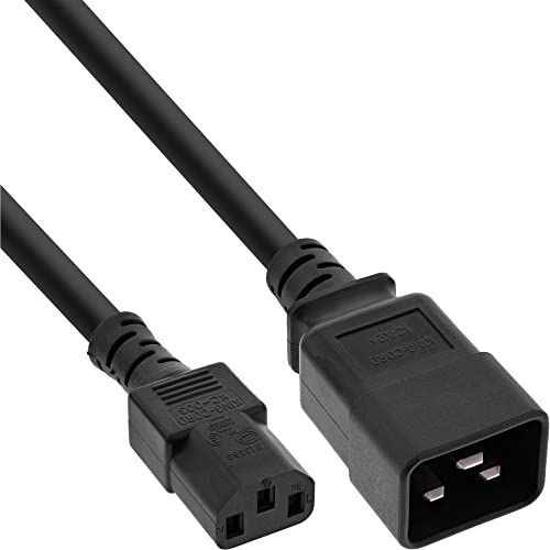 InLine 16659B Netz Adapterkabel, IEC-60320 C20 auf C13, 3x1,5mm², max. 10A, schwarz, 0,5m von InLine