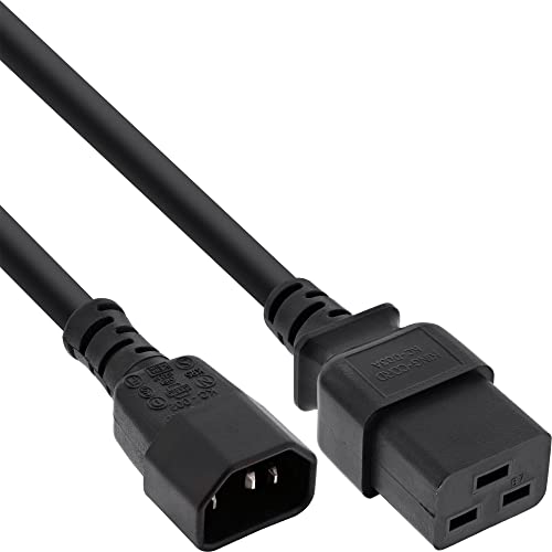 InLine 16659H Netz Adapterkabel, IEC-60320 C14 auf C19, 3x1,5mm², max. 10A, schwarz, 3m von InLine