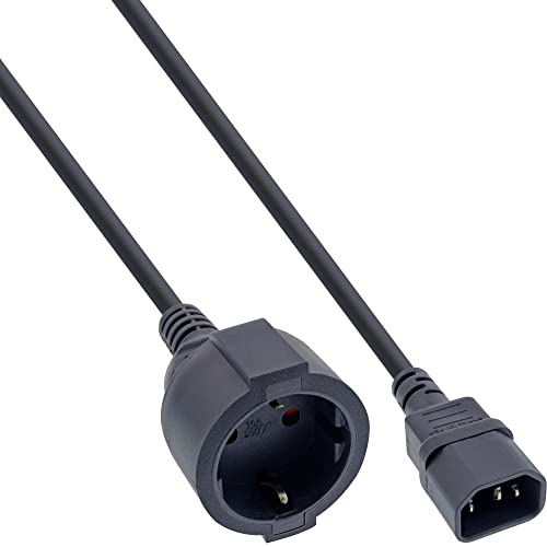 InLine 16659M Netz Adapter Kabel, Kaltgeräte C14 auf Schutzkontakt Buchse, für USV, 3m von InLine