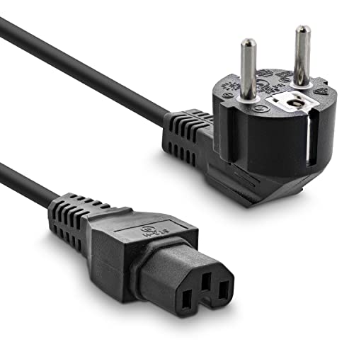 InLine 16810F Netzkabel gewinkelt Schutzkontakt auf Warmgerätestecker C15 gerade 5m Schwarz von InLine