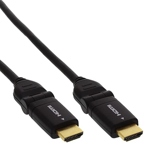InLine 17001W HDMI Kabel, HDMI-High Speed mit Ethernet, Stecker / Stecker, verg. Kontakte, schwarz, flexible Winkelstecker, 1m von InLine