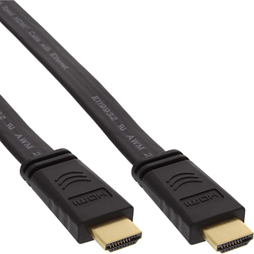 InLine 17003F HDMI Flachkabel, HDMI-High Speed mit Ethernet, verg. Kontakte, schwarz, 3m von InLine