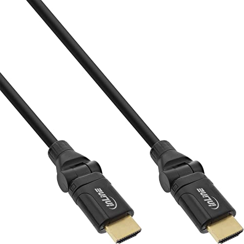 InLine 17055W HDMI Kabel, HDMI-High Speed mit Ethernet, Stecker/Stecker, verg. Kontakte, schwarz, flexible Winkelstecker, 0,5m von InLine