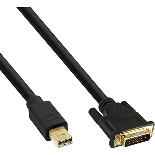 InLine 17221 Mini DisplayPort zu DVI Kabel, Mini DisplayPort Stecker auf DVI-D 24+1 Stecker, schwarz/gold, 1m von InLine