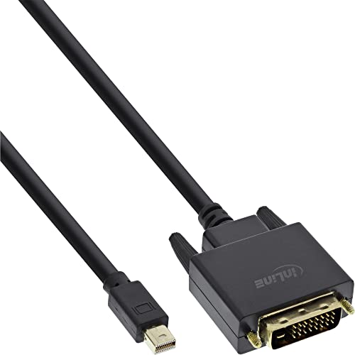InLine 17222 Mini DisplayPort zu DVI Kabel, Mini DisplayPort Stecker auf DVI-D 24+1 Stecker, schwarz/gold, 2m von InLine