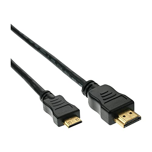 InLine 17454P HDMI Mini Kabel, High Speed HDMI Cable, Stecker A auf C, verg. Kontakte, schwarz, 0,5m von InLine