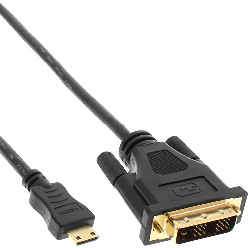InLine 17471P Mini HDMI zu DVI Kabel, HDMI Stecker C zu DVI 18+1, verg. Kontakte, schwarz, 1m von InLine