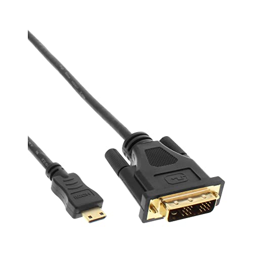 InLine 17474P Mini HDMI zu DVI Kabel, HDMI Stecker C zu DVI 18+1, verg. Kontakte, schwarz, 0,5m von InLine