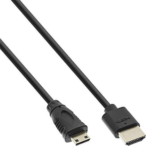 InLine 17501C HDMI Superslim Kabel A an C, HDMI-High Speed mit Ethernet, Premium, schwarz / gold, 1m von InLine
