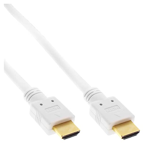 InLine 17501W HDMI Kabel, HDMI-High Speed mit Ethernet, Premium, Stecker / Stecker, weiß / gold, 1m von InLine