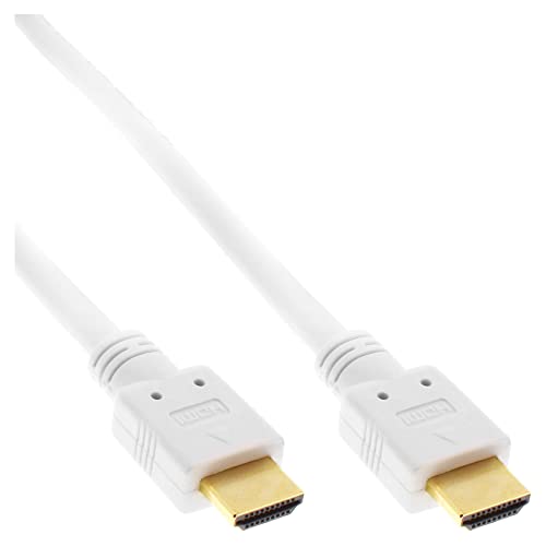 InLine 17502W HDMI Kabel, HDMI-High Speed mit Ethernet, Premium, Stecker / Stecker, weiß / gold, 2m von InLine