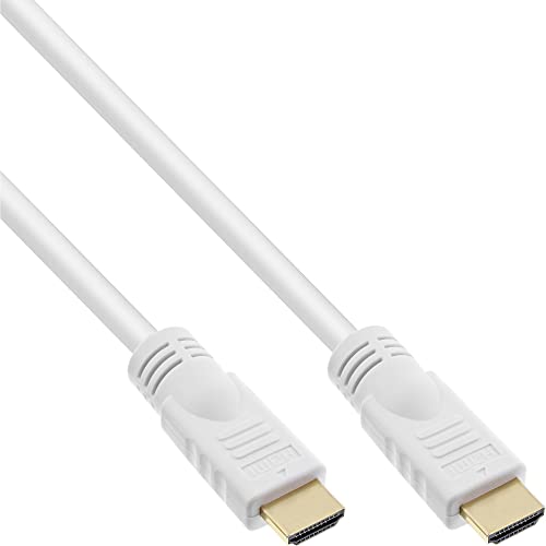 InLine 17505W HDMI Kabel, HDMI-High Speed mit Ethernet, Premium, Stecker / Stecker, weiß / gold, 5m von InLine