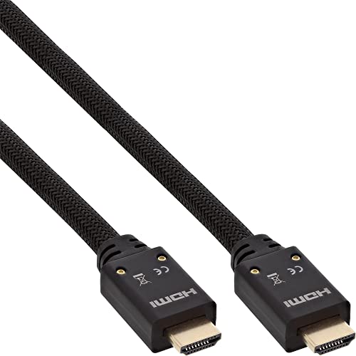 InLine 17510A HDMI Aktiv-Kabel, HDMI-High Speed mit Ethernet, 4K2K, Stecker/Stecker, schwarz/gold, Nylon Geflecht Mantel 10m von InLine