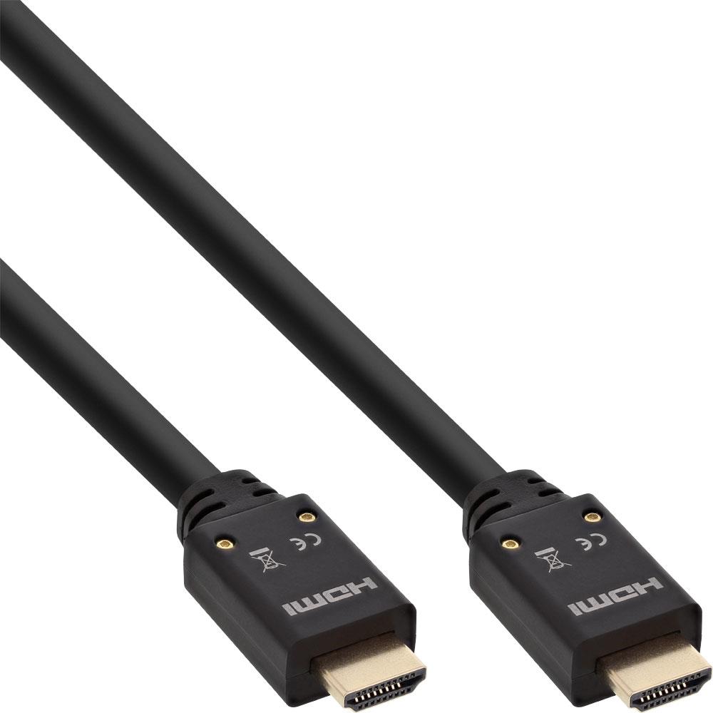 InLine - HDMI-Kabel mit Ethernet - HDMI männlich zu HDMI männlich - 25,0m - Dreifachisolierung - Schwarz - 4K Unterstützung, aktiv (17525B) von InLine