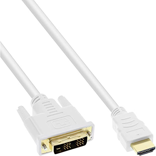 InLine 17659U HDMI-DVI Kabel, weiß / gold, HDMI Stecker auf DVI 18+1 Stecker, 0,5m von InLine