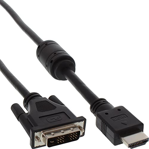 InLine 17661 HDMI-DVI Adapterkabel, 19pol Stecker auf 18+1 Stecker, mit Ferrit, 1m von InLine
