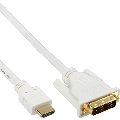 InLine 17662U HDMI-DVI Kabel, weiß / gold, HDMI Stecker auf DVI 18+1 Stecker, 2m von InLine