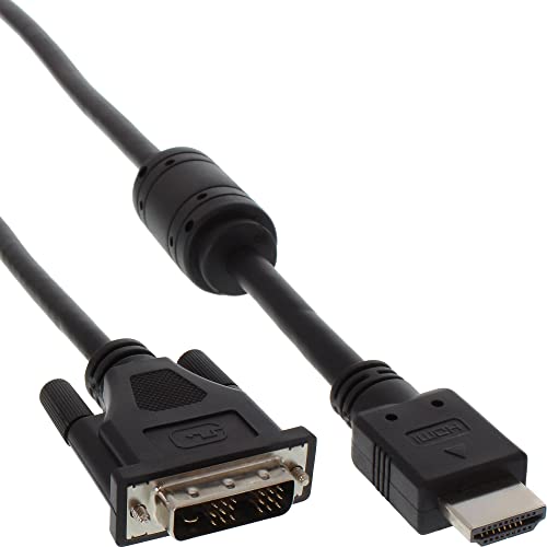 InLine 17664 HDMI-DVI Adapterkabel, 19pol Stecker auf 18+1 Stecker, mit Ferrit, 1,5m von InLine