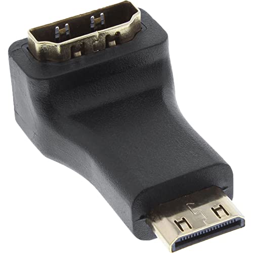 InLine 17690K HDMI Adapter, HDMI A Buchse auf Mini HDMI C Stecker, gewinkelt, 4K2K kompatibel, vergoldete Kontakte von InLine