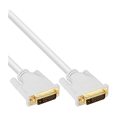 InLine 17775W DVI-D Kabel, digital 24+1 Stecker / Stecker, Dual Link, weiß / gold, 5m von InLine