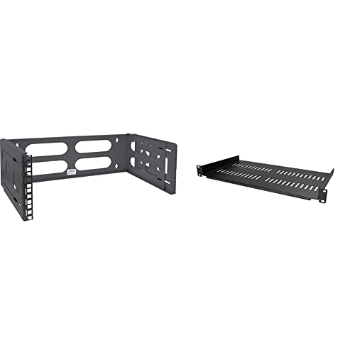 InLine 19“ Rack zur Wandmontage, 4HE, 24-40cm Tiefe, Schwarz & StarTech.com 1HE Fachboden - 1U perforiertes Universal-Rack-Montage-Server-Rack-Regal für 19 Zoll Netzwerkschränke, schwarz von InLine