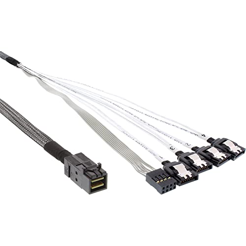 InLine 27630A Mini SAS HD Kabel, SFF-8643 zu 4x SATA + Sideband, 0,5m von InLine