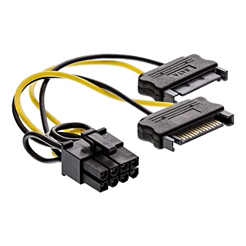 InLine 285118 26628D Stromadapter intern, 2x SATA zu 8pol für PCIe (PCI-Express) Grafikkarten, 0,15m von InLine