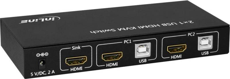 InLine 2x1 HDMI KVM Switch - KVM-/Audio-/USB-Switch - 2 x KVM/Audio/USB - 1 lokaler Benutzer - Desktop (62602I) von InLine
