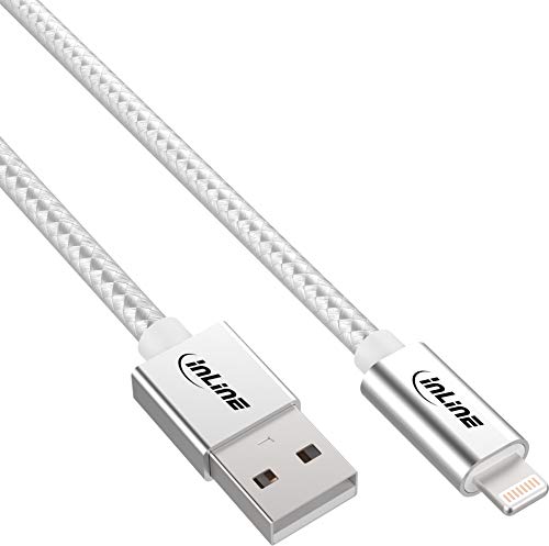 InLine 31411A Lightning USB Kabel, für iPad, iPhone, iPod, silber/Alu, 1m von InLine