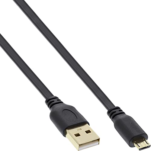 InLine 31705F Micro-USB 2.0 Flachkabel, USB-A Stecker an Micro-B Stecker, 0,5m von InLine