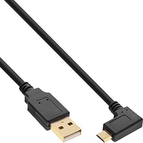 InLine 31715T Micro-USB 2.0 Kabel, USB-A Stecker an Micro-B Stecker gewinkelt, vergoldete Kontakte, 1,5m von InLine