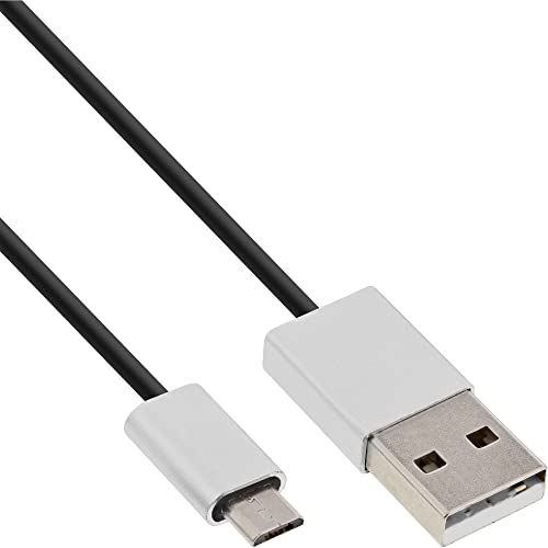 InLine 31750I Micro-USB 2.0 Kabel, USB-A Stecker an Micro-B Stecker, schwarz/Alu, flexibel, 5m von InLine