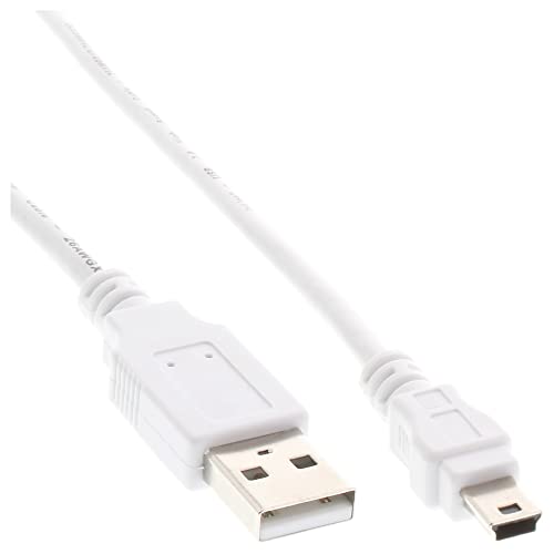InLine 31805W USB 2.0 Mini-Kabel, USB A Stecker an Mini-B Stecker (5pol.), weiß, 0,5m von InLine